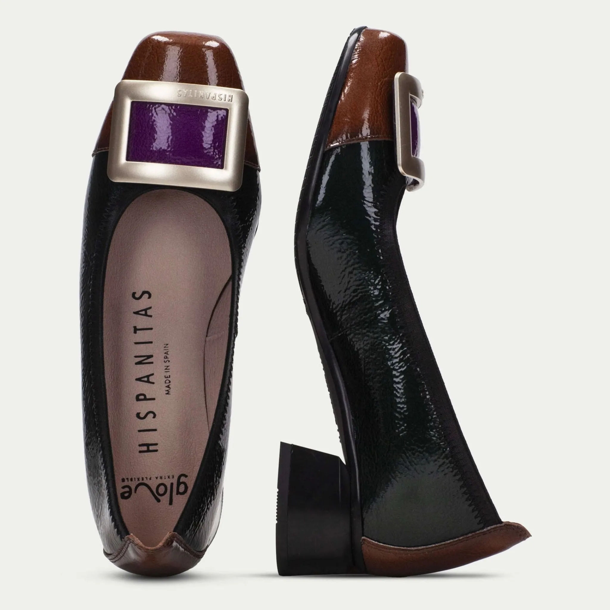 Women Hispanitas Salama Rio Ballerina Forest Green & Brown
