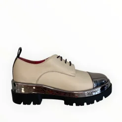 Women Le Babe Beige & Metallic Brogue