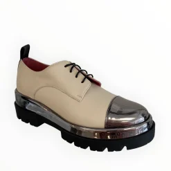 Women Le Babe Beige & Metallic Brogue