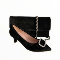 Women Le Babe Black Suede Clutch Bag