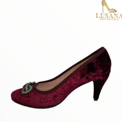 Women Le Babe Burgundy Velvet Shoe