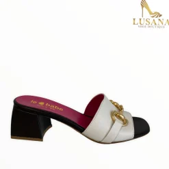 Women Le Babe Cream Leather Mule