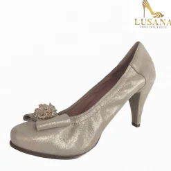 Women Le Babe Luce Gold Court Shoe (Style 4001)