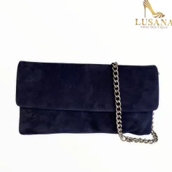 Women Le Babe Navy Suede Clutch Bag