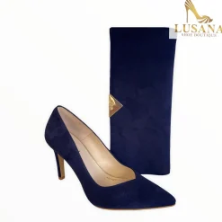 Women LODI Navy Suede Clutch Bag