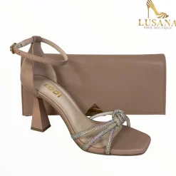 Women Lusana Shoe Boutique Lodi Nude Clutch Bag