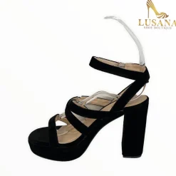 Women Marian Black Velvet Sandal