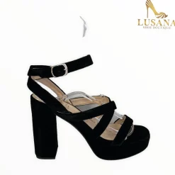 Women Marian Black Velvet Sandal