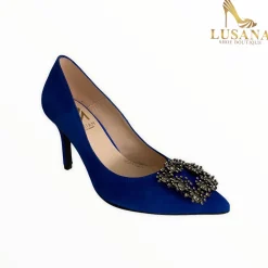 Women Marian Blue Suede Court Shoe