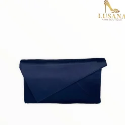 Women Marian Navy Silk Clutch Bag