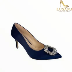 Women Marian Navy Silk Shoe