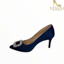 Women Marian Navy Silk Shoe