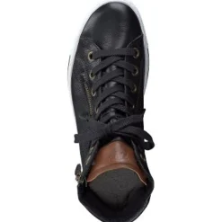 Women Paul Green Black & Cognac Hi Top Trainer