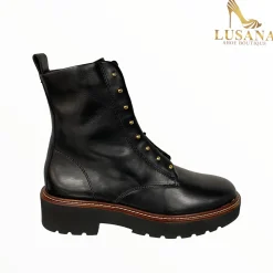 Women Paul Green Black Leather Ankle Boot