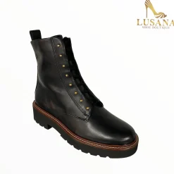 Women Paul Green Black Leather Ankle Boot