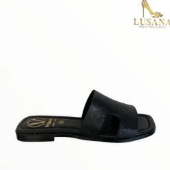 Women VIGUERA Black Leather Slider