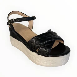 Women Wonders Black Flatform Sandal