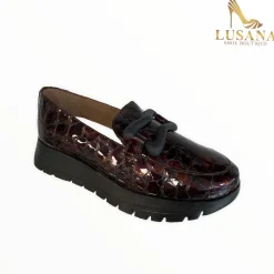 Women Wonders Brown Patent Wedge Shoe