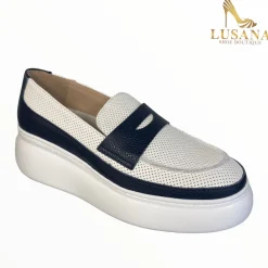 Women Wonders White And Navy Loafer