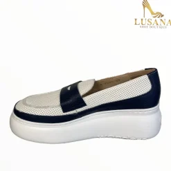 Women Wonders White And Navy Loafer
