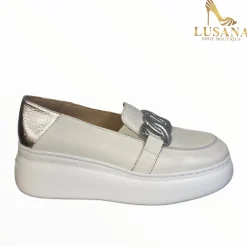 Women Wonders White And Silver Loafer