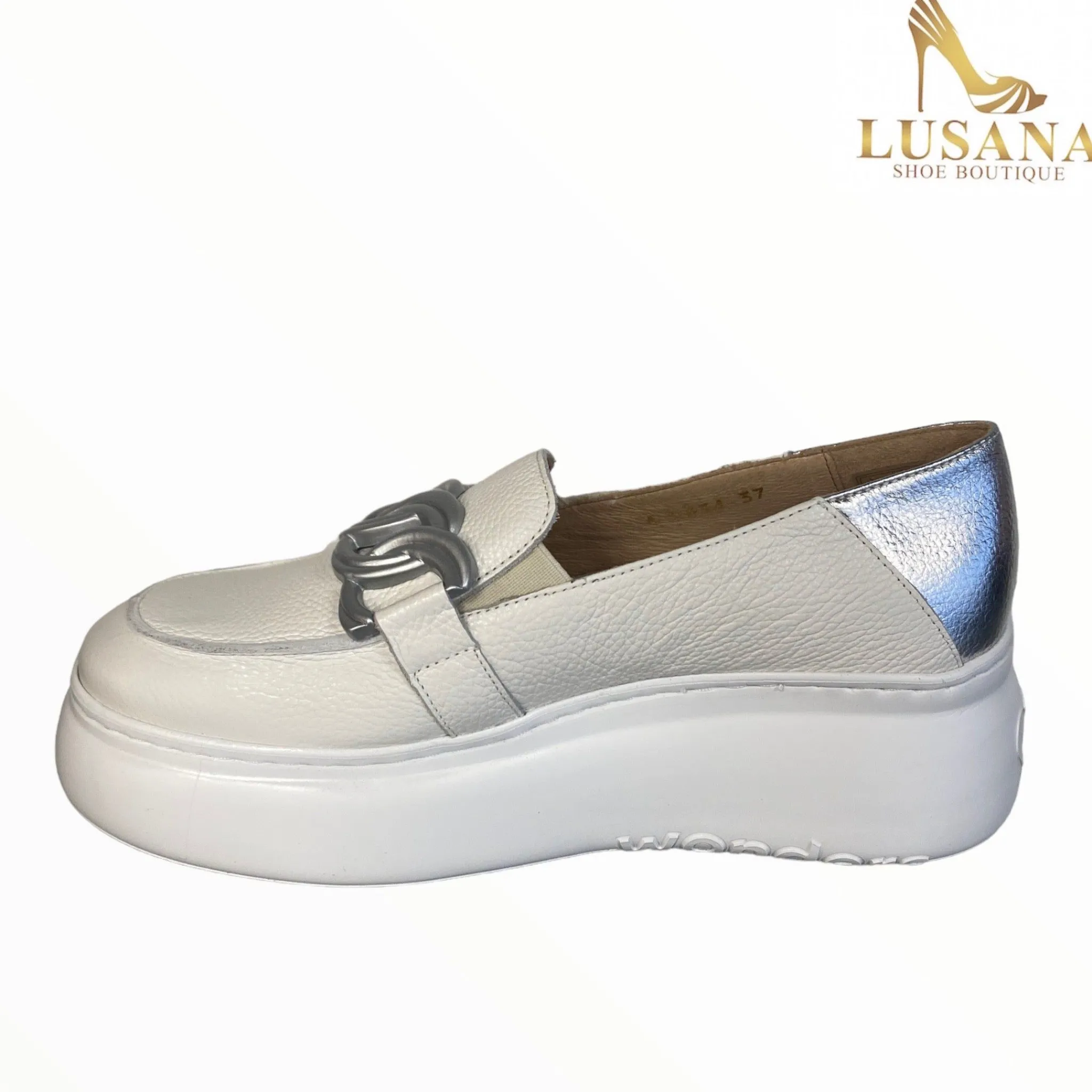 Women Wonders White And Silver Loafer